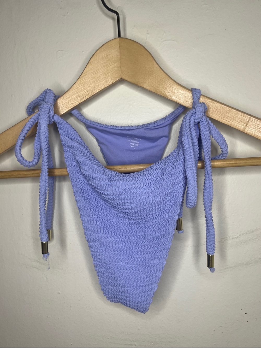 Monday Swimwear Lilac Textured Tie-Strap Bikini Bottom